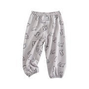 Atogsazn Toddler Pants Clearance Summer Casual Summer Boys' Pants Cotton Linen Strap Dinosaur Print Mosquito Proof Pants 3-4 Years Gray